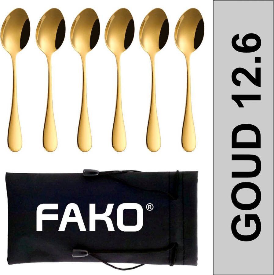 Fako Bijoux Theelepel Koffielepel Classic Ovale Lepels 12cm Goud 6 Stuks