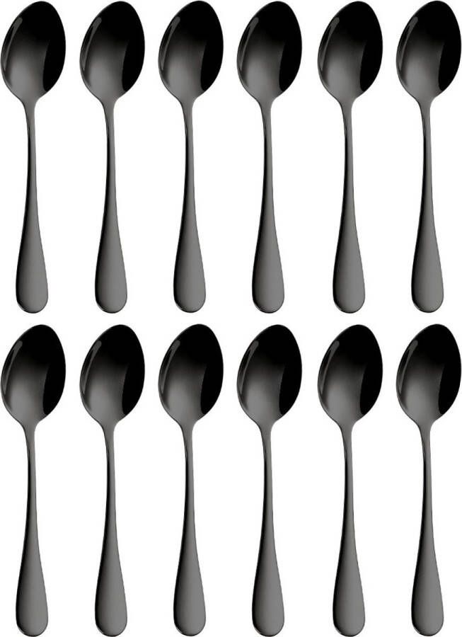 Fako Bijoux Theelepel Koffielepel Classic Ovale Lepels 12cm Zwart 12 Stuks