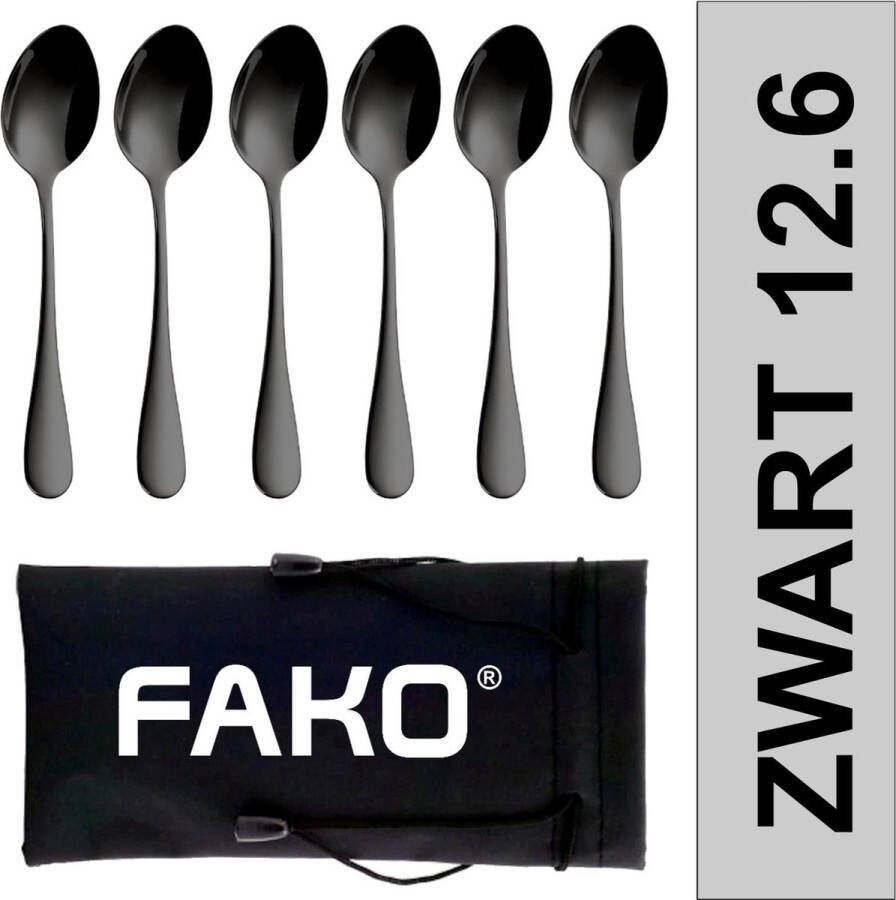 Fako Bijoux Theelepel Koffielepel Classic Ovale Lepels 12cm Zwart 6 Stuks