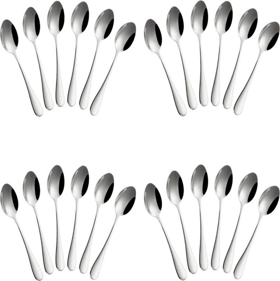 Fako Bijoux Theelepel Koffielepel Classic Ovale Lepels 12cm Zilver 24 Stuks
