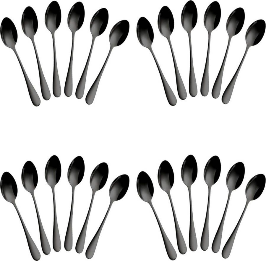 Fako Bijoux Theelepel Koffielepel Classic Ovale Lepels 12cm Zwart 24 Stuks