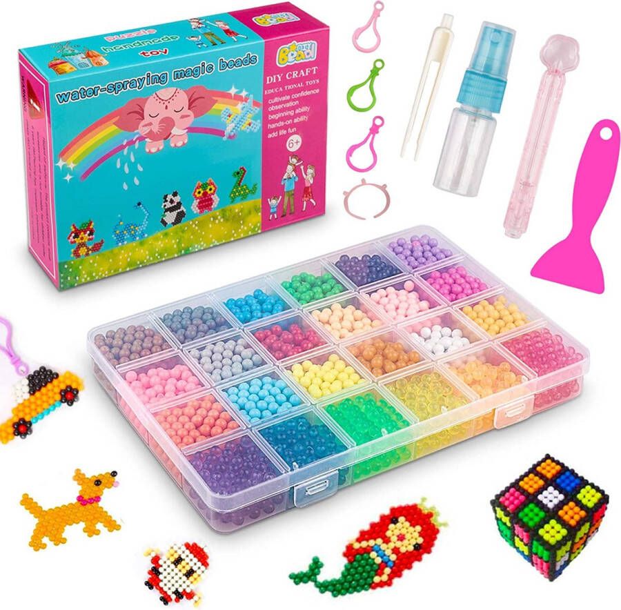 Fako Bijoux Water-Spraying Magic Water Sticky Spray Beads Box Klevende Waterkralen Waterparels Kinderen 24 Kleuren 5mm 3000 Stuks