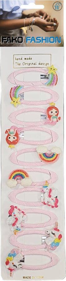 Fako Fashion 10 Haarspeldjes Op Kaart Haarclips Voor Meisjes 10 Stuks Eenhoorn Regenboog