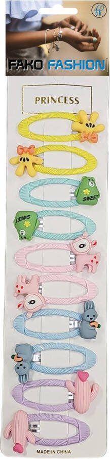 Fako Fashion 10 Haarspeldjes Op Kaart Haarclips Voor Meisjes 10 Stuks Funny Mix