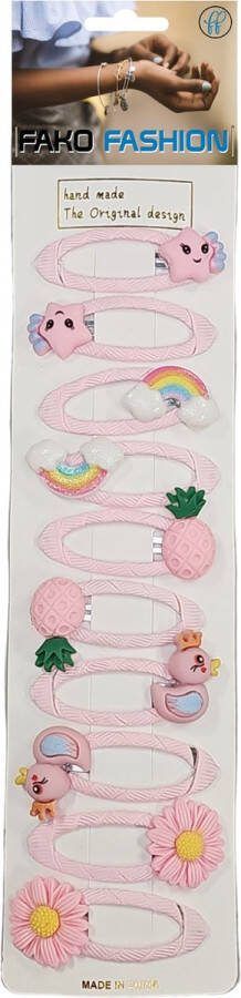 Fako Fashion 10 Haarspeldjes Op Kaart Haarclips Voor Meisjes 10 Stuks Happy Mix