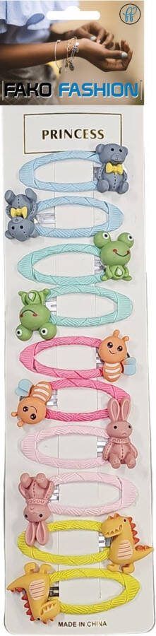 Fako Fashion 10 Haarspeldjes Op Kaart Haarclips Voor Meisjes 10 Stuks Knuffeldieren