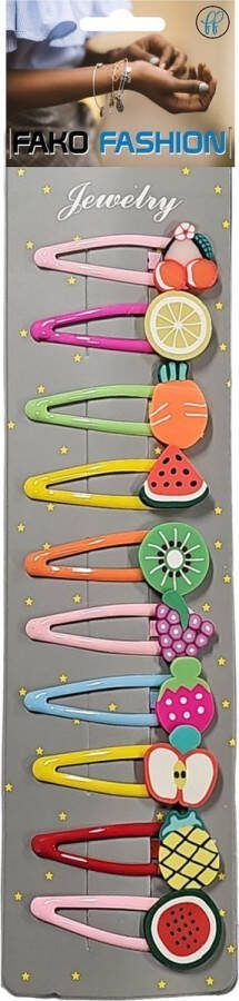 Fako Fashion 10 Haarspeldjes Op Kaart Haarclips Voor Meisjes 10 Stuks Plat Fruit