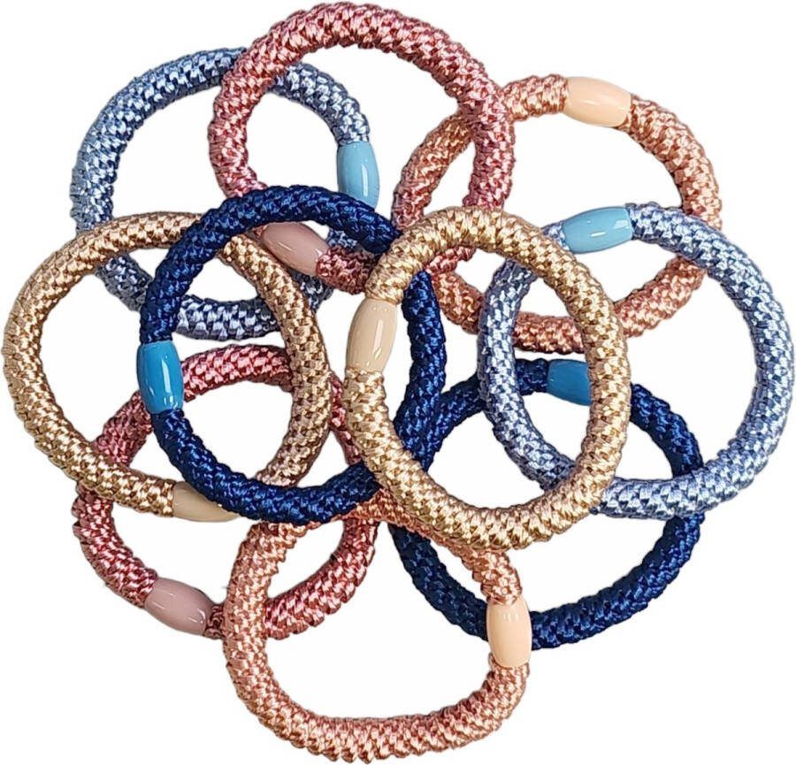 Fako Fashion Gevlochten Haarelastiekjes Met Kraal Dikke Haarelastiekjes Te Dragen Als Armband 2-in-1 Haar Elastiek 10 Stuks Summer Mix