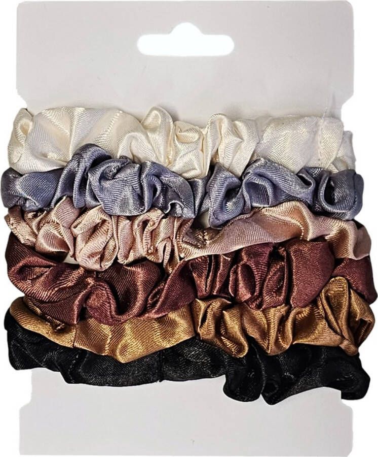 Fako Fashion Haarelastiek Scrunchie Haarwokkel Haarband Soft & Silk 6 Stuks