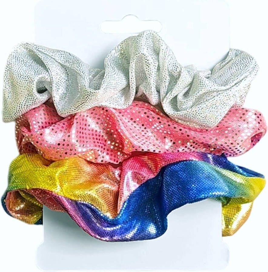 Fako Fashion Haarelastiek Scrunchie Haarwokkel Haarband Unicorn Forever 3 Stuks