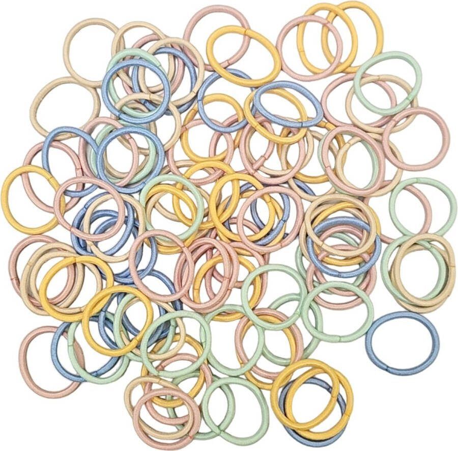 Fako Fashion Haarelastiekjes Mini Ø 25mm 2mm Dik 100 Stuks Koreaanse Mix