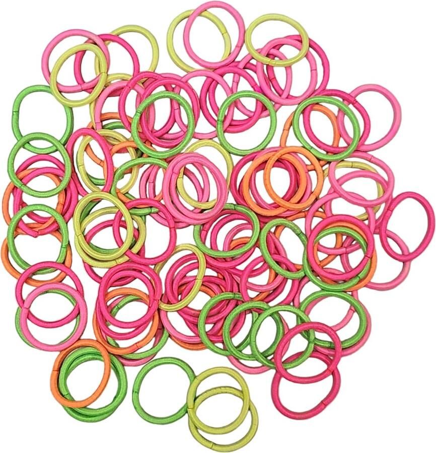 Fako Fashion Haarelastiekjes Mini Ø 25mm 2mm Dik 100 Stuks Neon Mix