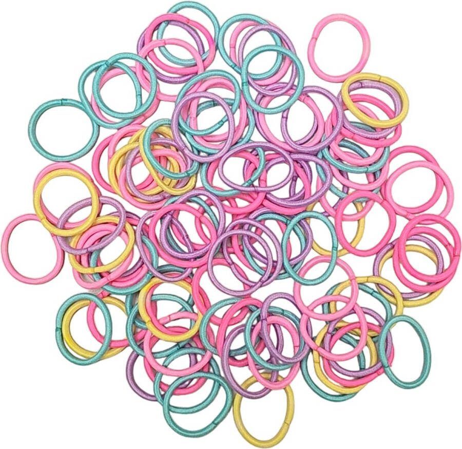 Fako Fashion Haarelastiekjes Mini Ø 25mm 2mm Dik 100 Stuks Sunny Mix