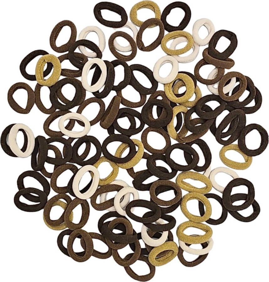 Fako Fashion Haarelastiekjes Soft Ø 23mm 5mm Dik 100 Stuks Bruin Mix