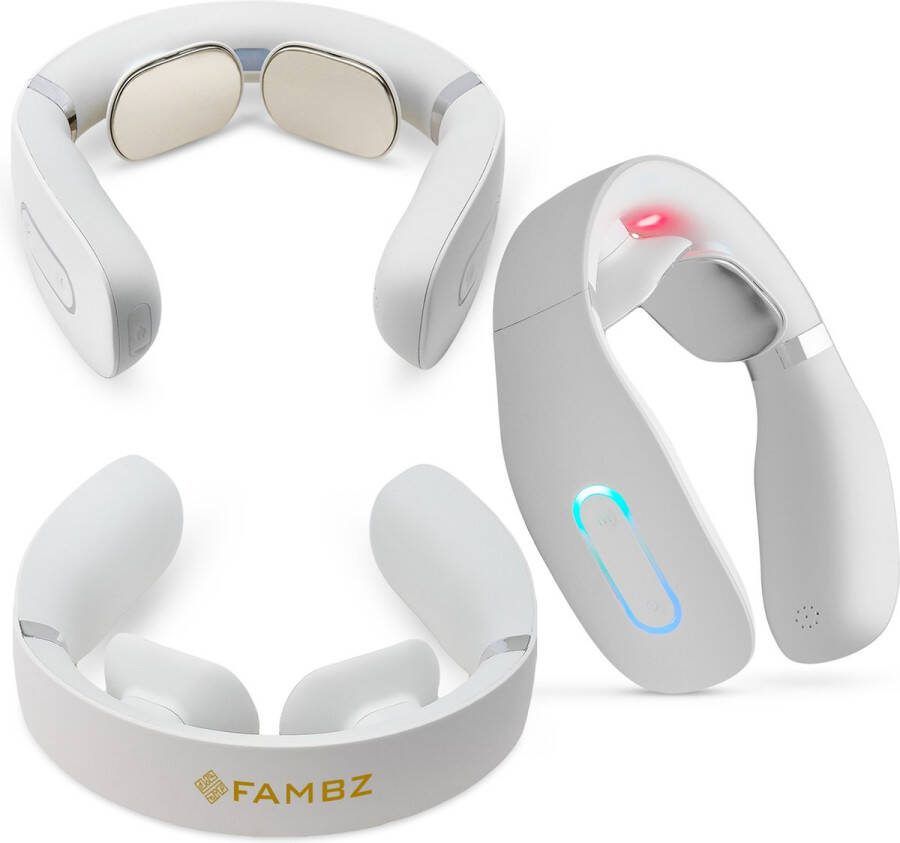 Fambz Ultimate Infrarood Nekmassage Apparaat (Wolken Wit) 5 Verschillende Massages met 16 Snelheden