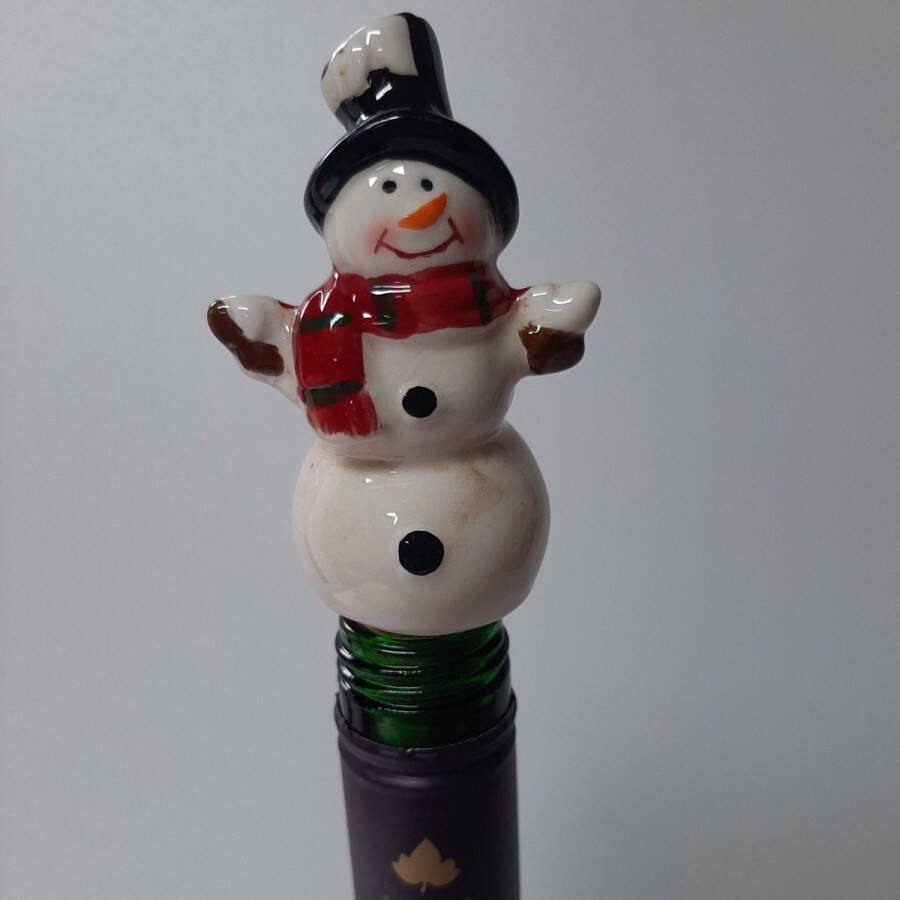 Fame musthaves Wijnafsluiter wijnstop flessenstop Sneeuwpop met zwarte hoed