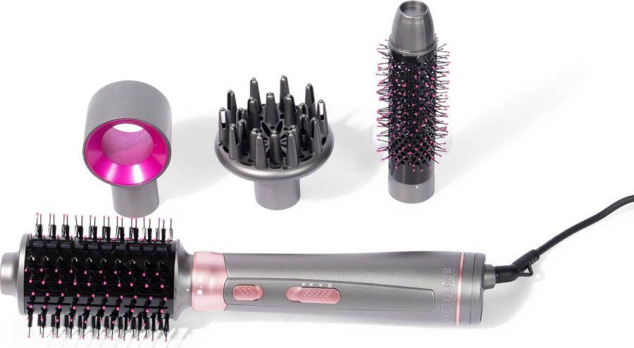 Fameilleur 2024- 4-in-1 haarborstel-Grijs-Föhnborstel-Krul borstel- föhn borstel- Keramische Magic Brush-Airstyler air styler- multistyler- multi styler- fohnborstel- fohn borstel- haardroger- haar droger-kam-warmte borstel-warmteborstel- krulborstel