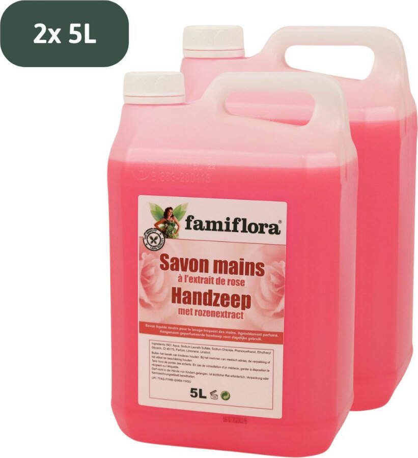Famiflora handzeep met rozenextract 2x 5 liter Voordeelverpakking navulling