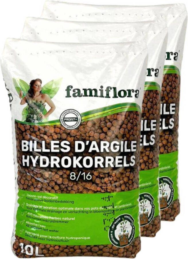 Famiflora Hydrokorrels 30L (3x10L) Decoratieve Bodembedekking voor Hydrocultuur Natuurlijke Onkruidremmer