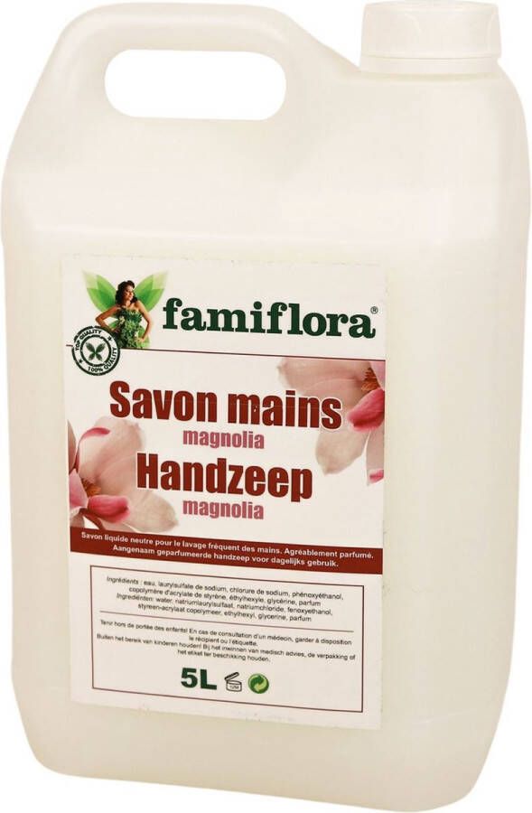 Famiflora magnolia handzeep navulling Grootverpakking van 5 liter Bidon zeep zonder pomp