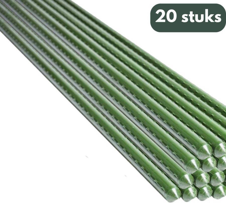 Famiflora stalen PVC plantenstokken Ø8mm set van 20 stuks L120 cm Groen