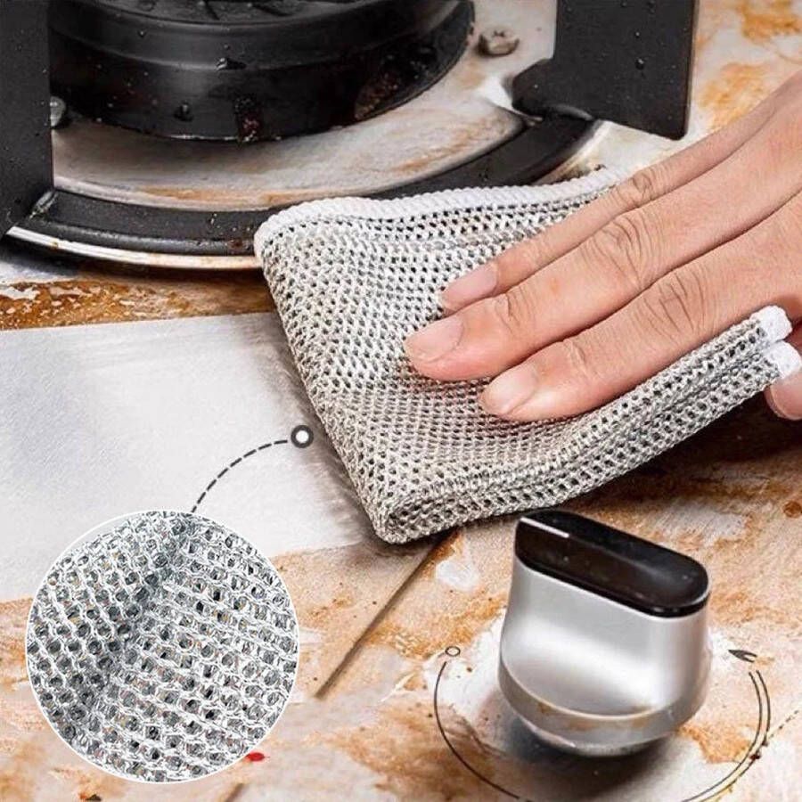 Famyo Multifunctionele draad vaatdoeken voor nat en droog draad vaat doeken 3 stuks Wire Dishcloth krasvrije Draad vaatdoek herbruikbare draaddoeken Vaatdoeken vaatwasdoeken voor keuken huishouden draad vaatdoek Multifunctionele draad vaatdoeken