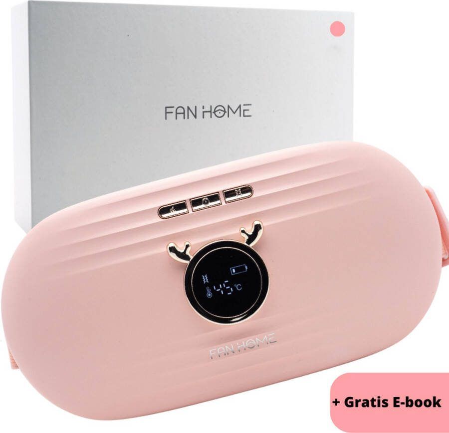 Fan Home FANHOME Luxe Menstruatie Warmteband met Tril Technologie voor Pijnverlichting LED Display 3 Temperatuurstanden 3 Massagestanden Menstruatieband Elektrische Kruik Menstruatiepijn Massage Onderrug Massagekussen Rugmassage Roze