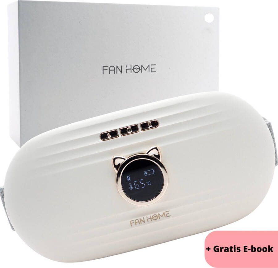 Fan Home Luxe Menstruatie Warmteband met Tril Technologie voor Pijnverlichting LED Display 3 Temperatuurstanden 3 Massagestanden Menstruatieband Elektrische Kruik Menstruatiepijn Massage Onderrug Massagekussen Rugmassage Wit