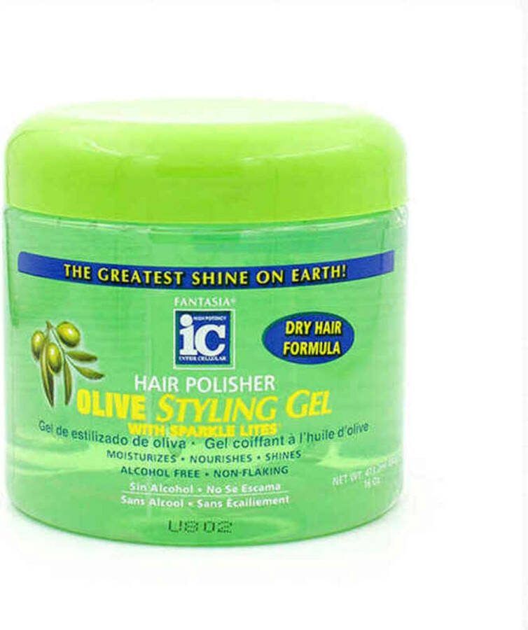 Fantasia IC Hair Polisher Styling Gel Olive with Sparkle Lites 454 gr