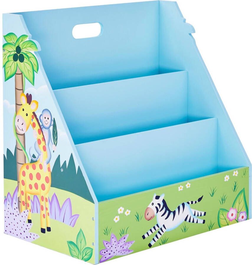 Teamson Kids Fantasy Fields Boekenkast voor kinderen Sunny Safari Blauw boeken - tijdschriftenrek TD 13141A