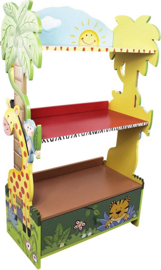 Fantasy Fields Sunny Safari houten boekenkast voor kinderen | Boekenplank en opbergmeubel met opbergmeubel W-8268A