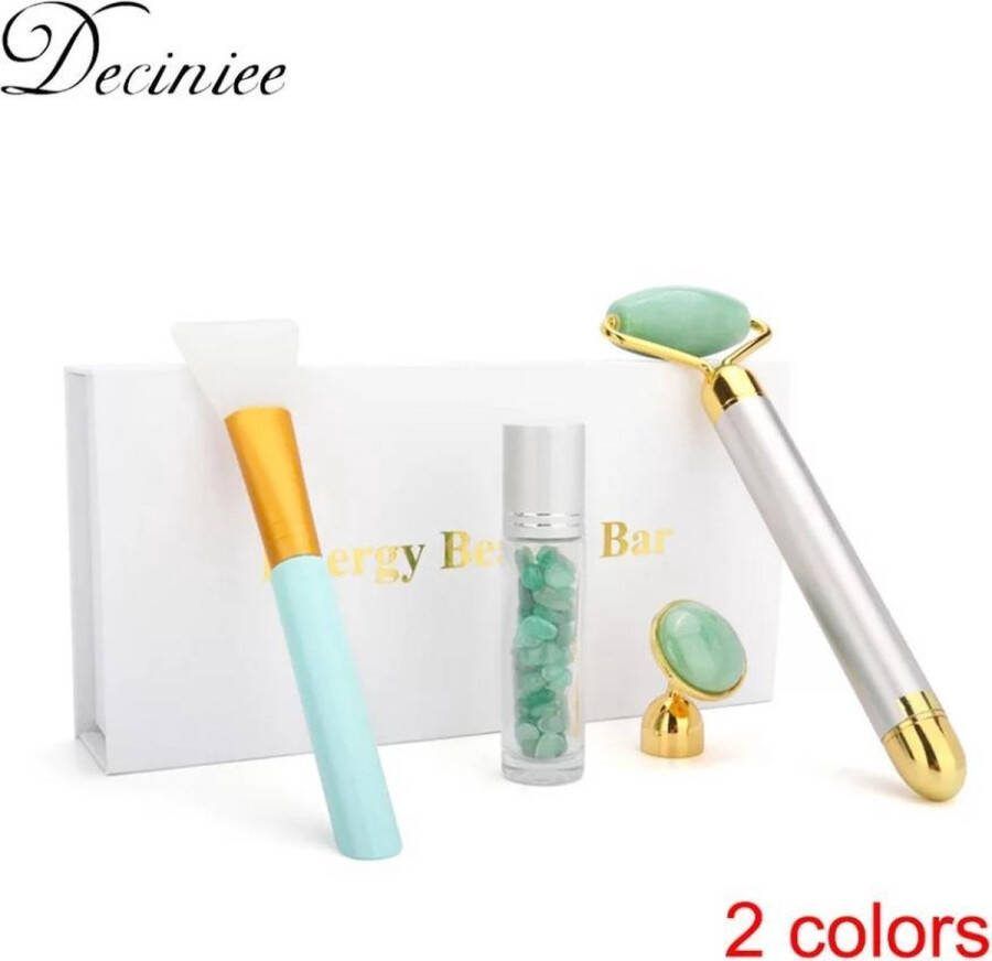 FaQood ROZE Natuurlijke Rozenkwarts Jade Roller Facelift Echt Vibrerende Green Jade Stone Facial Eye Roller Beauty Massage Tool |