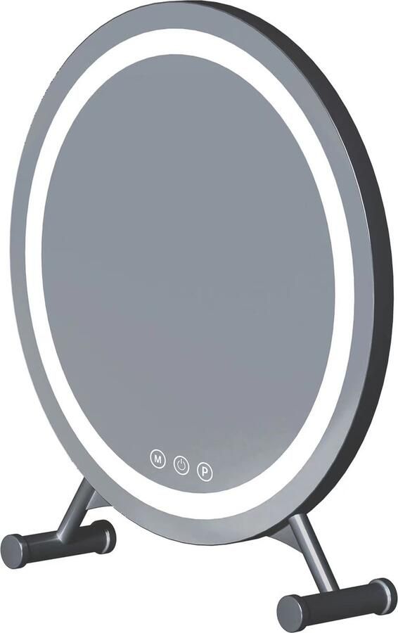 Faseras Hollywood Make Up Spiegel LED Incl. 5x Zoom Rond Zwart 40x40cm