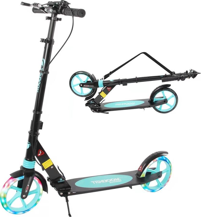 Faseras Step voor Kinderen Volwassenen Kinderstep met Rem Opvouwbaar Autoped Max 110KG Vering Met grote wielen Blauw Zwart