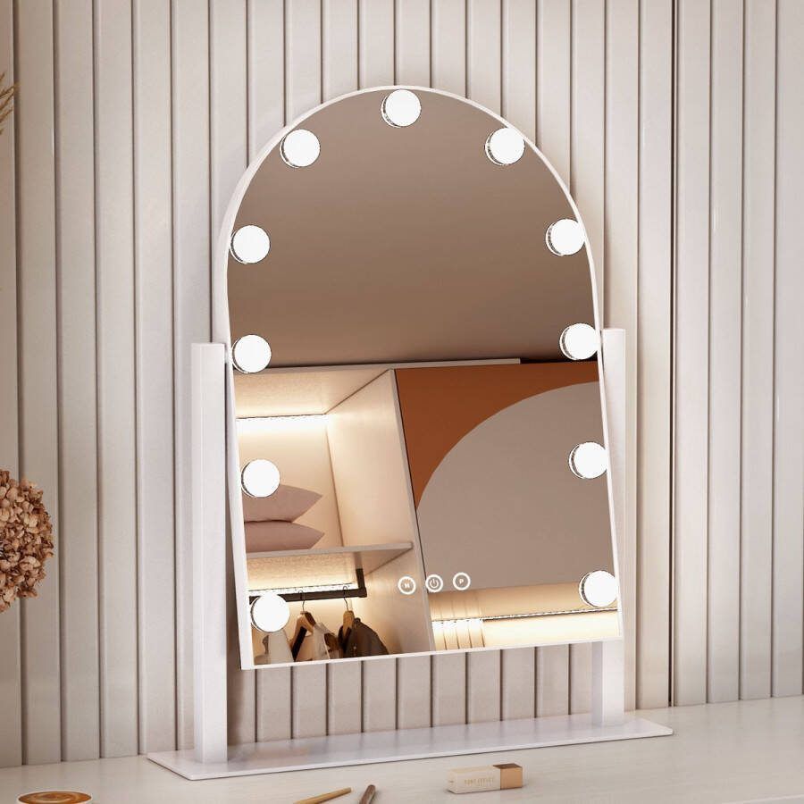 Faseras Hollywood Make Up Spiegel LED Incl. 5x Zoom Ophangbaar Zilver 30x41cm