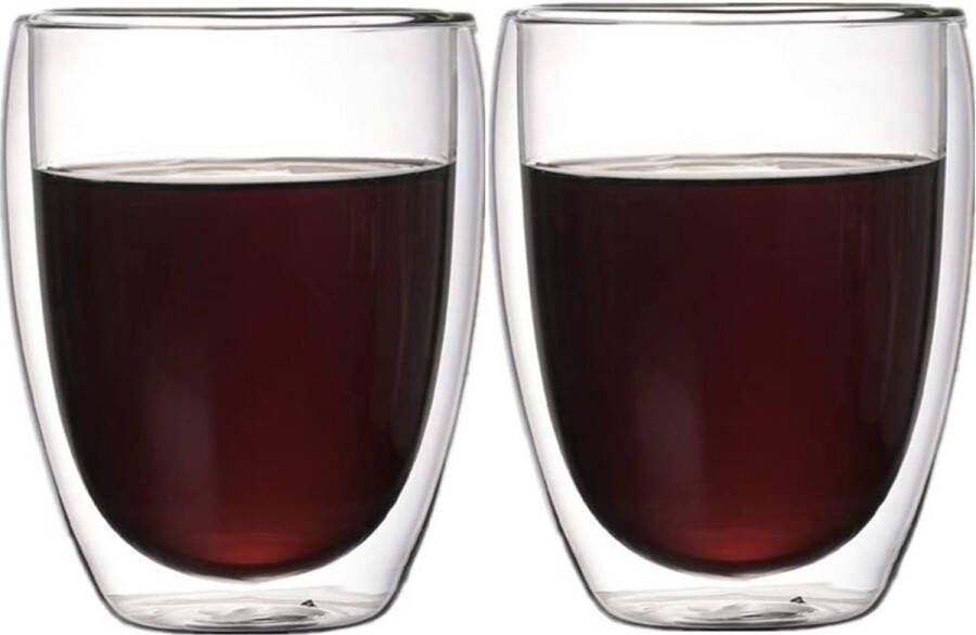 Faseras Theeglazen Set Dubbelwandige Cappuccino Glazen 350 ml 2 Stuks Latte Macchiato Koffieglazen 2x Dubbelwandig Thee Glas Koffie Kop Koffieglas Kopjes