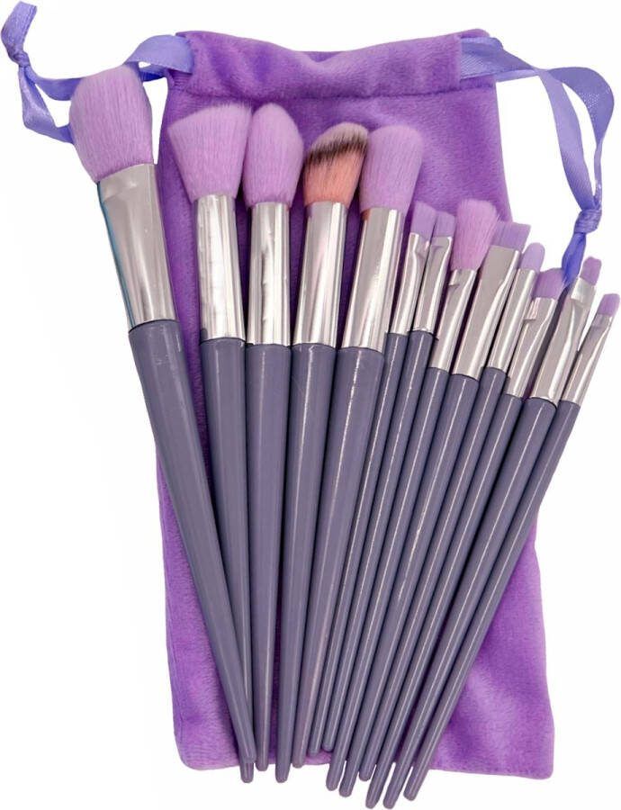 Fashion Favorite 13-delige Set Make-up Kwasten Paars Kwastenset Synthetisch Kunststof