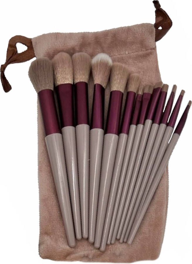 Fashion Favorite 13-delige Set Make-up Kwasten Taupe Kwastenset Synthetisch Kunststof