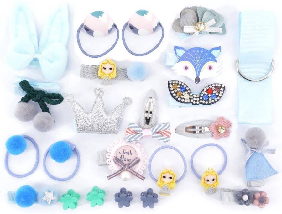 Fashion Favorite Kinder Elastiekjes Set Blauw | 24 stuks | Haar Clipjes Haar accessoires |