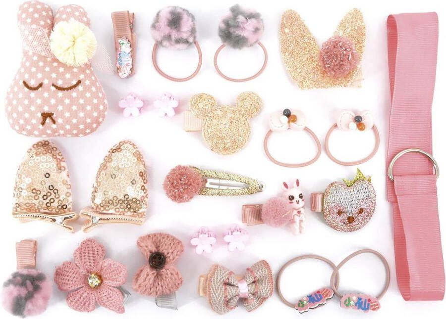 Fashion Favorite Kinder Elastiekjes Set Lichtroze | 24 stuks | Haar Clipjes Haar accessoires |