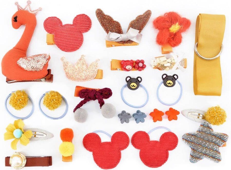 Fashion Favorite Kinder Elastiekjes Set Roest 24 stuks Haar Clipjes Haar accessoires