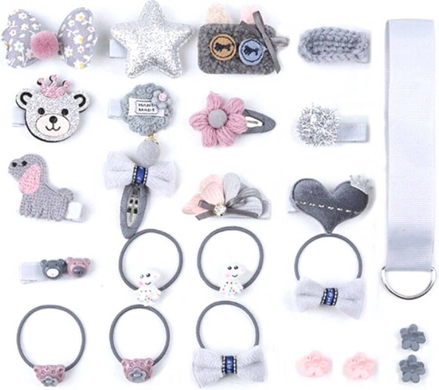 Fashion Favorite Kinder Elastiekjes Set Zilver 24 stuks Haar Clipjes Haar accessoires