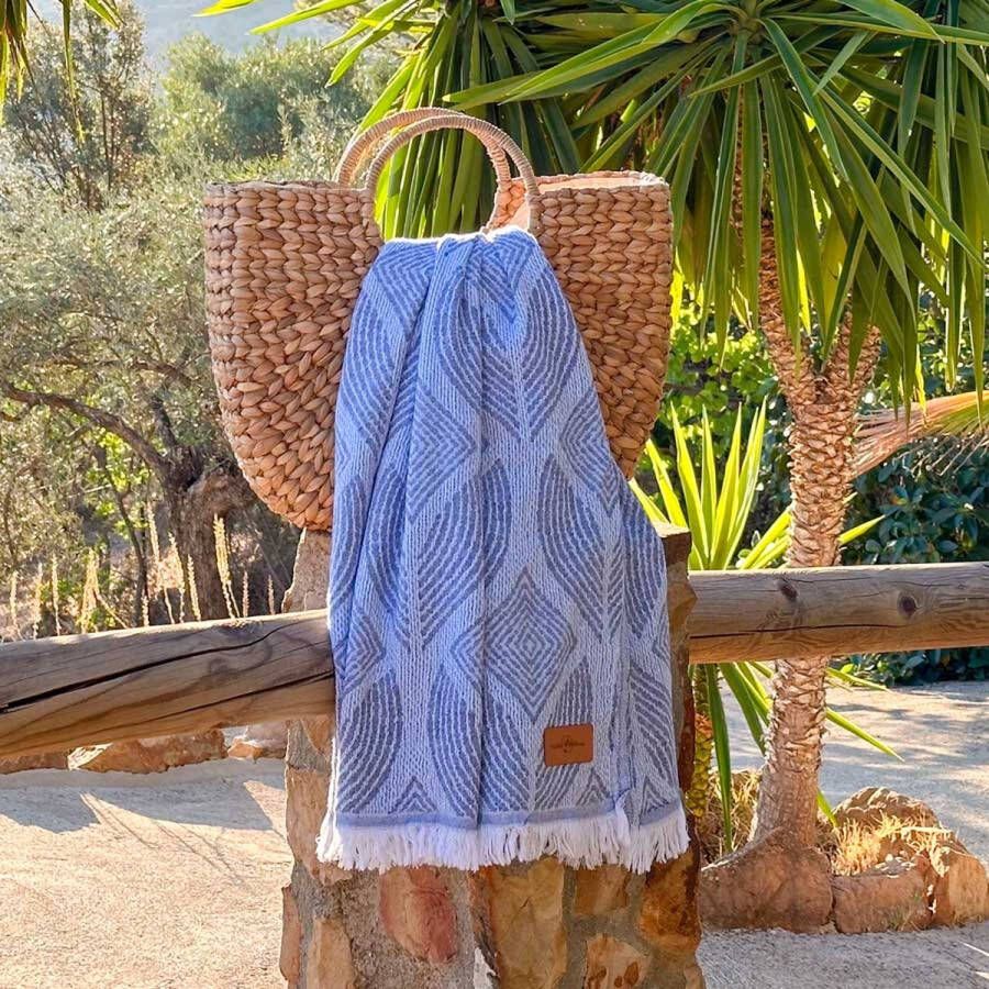 Fashion4Wellness.com Fashion4wellness HAMAMDOEK Botanic Art Blue Lavender Pestemal saunadoek dun strandlaken hammamtowel