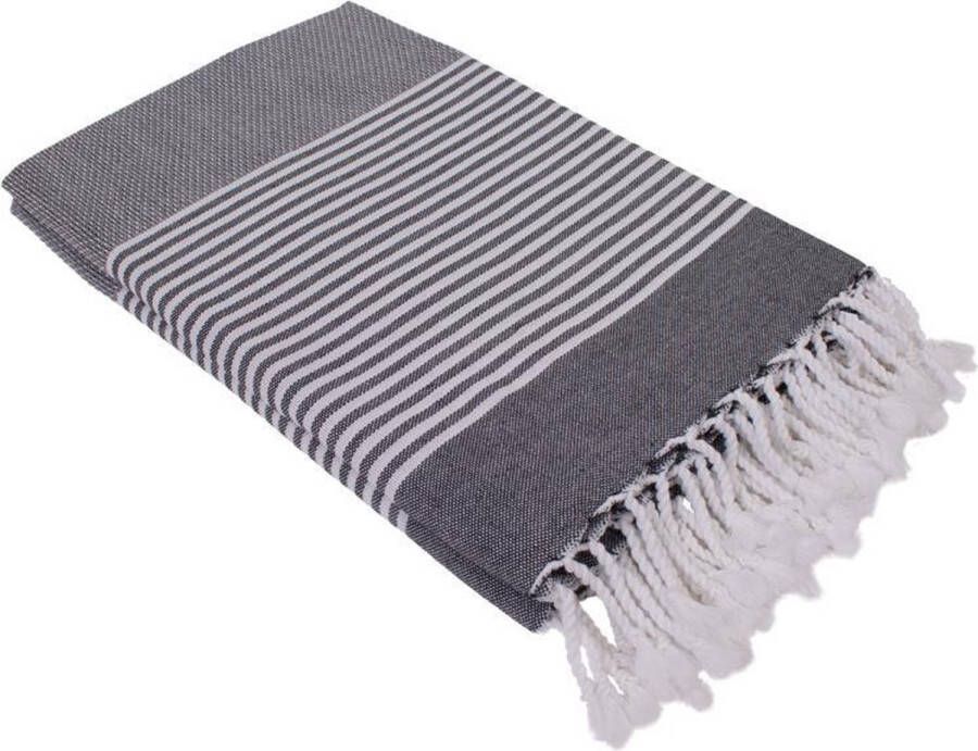Fashion4Wellness Hamamdoek Deniz Black of Night FOUTA STRANDLAKEN SAUNADOEK -Size 6 230 X 160 CM KATOEN