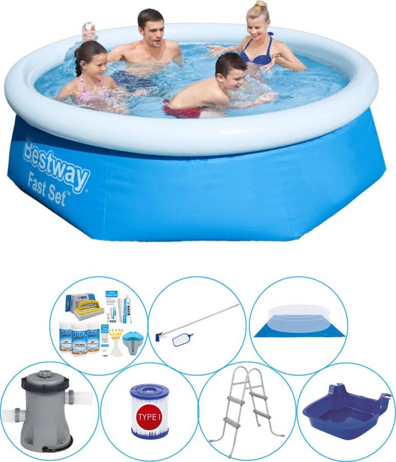 Bestway Fast Set Rond 244x66 Cm 8-delig Zwembad Inclusief Accessoires