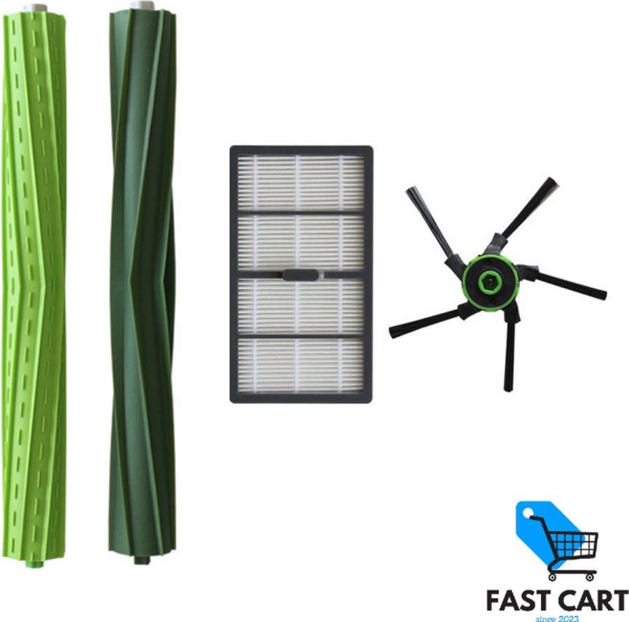 FastCart vervangingsset geschikt voor iRobot Roomba voor S9 en S9+ filters en borstels dubbele rubberen borstels HEPA filter zijborstel robotstofzuiger onderdelen borstel vervangkit nr. 4655986
