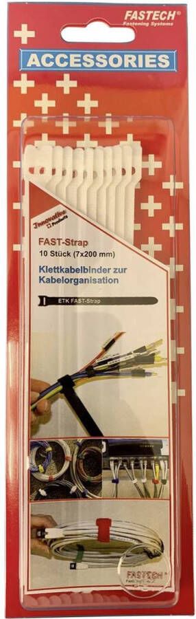 FASTECH 801-010C Klittenband kabelbinder Om te bundelen Haak- en lusdeel (l x b) 200 mm x 7 mm Wit 10 stuk(s)