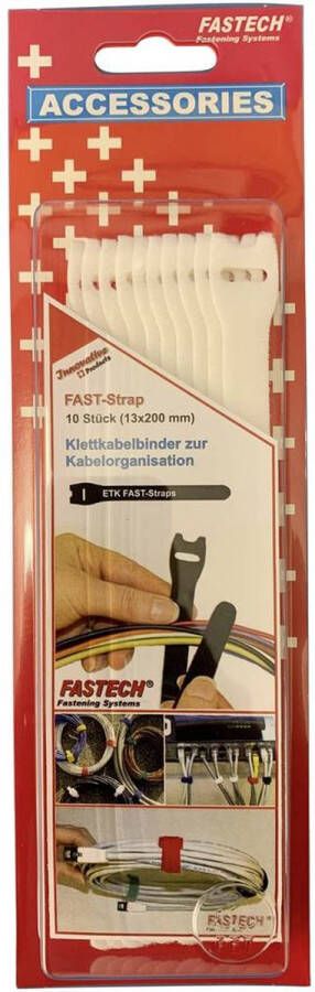 FASTECH 802-010 Klittenband kabelbinder Om te bundelen Haak- en lusdeel (l x b) 200 mm x 13 mm Wit 10 stuk(s)