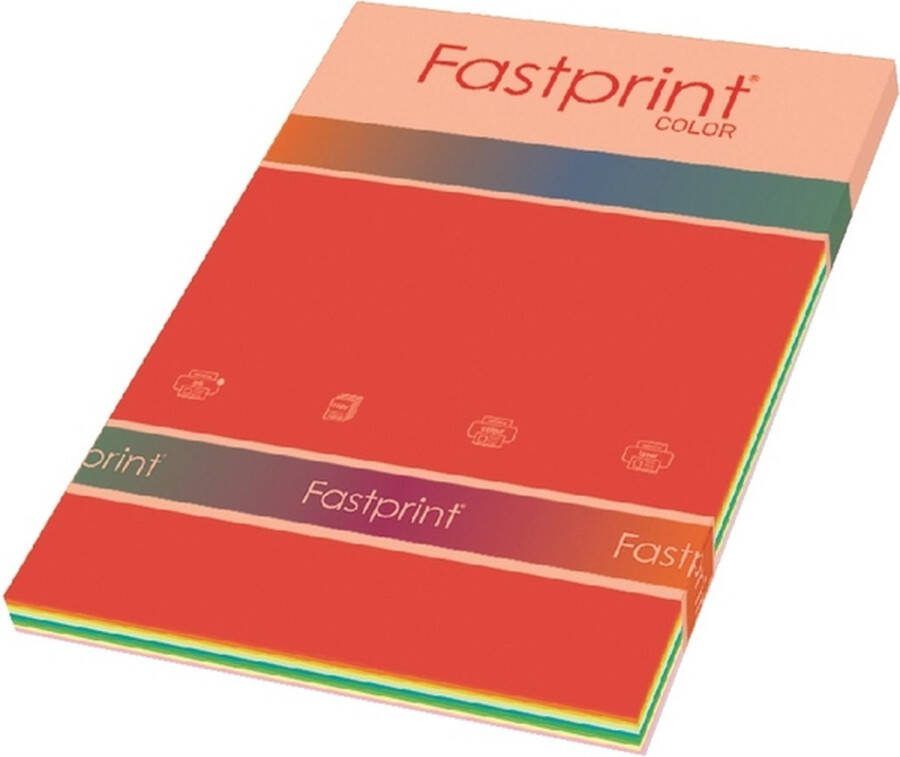 FastPrint Quantore Kopieerpapier A4 160gr 10kleuren x5vel Pak a 50 vel 10 stuks