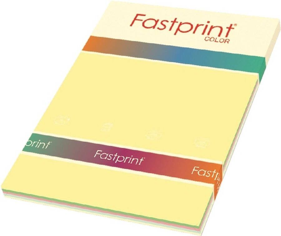 FastPrint Kopieerpapier A4 80gr 5 zachte kleuren 250vel Pak a 250 vel 10 stuks